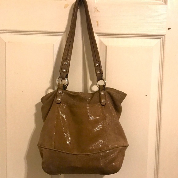 B.MAKOWSKY 3 COMPARTMENT SHOULDER BAG PURSE BROWNISH GREEN GOLDTONE HARDWARE . - Picture 6 of 12